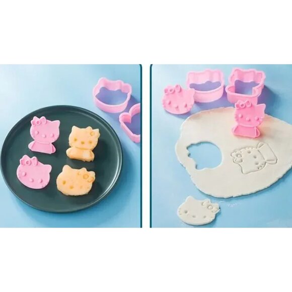 Hello Kitty Fruit Cookie Cutter Set – 2-Piece Pink Biscuit Mold for Baking Fun - Picture 2 of 5